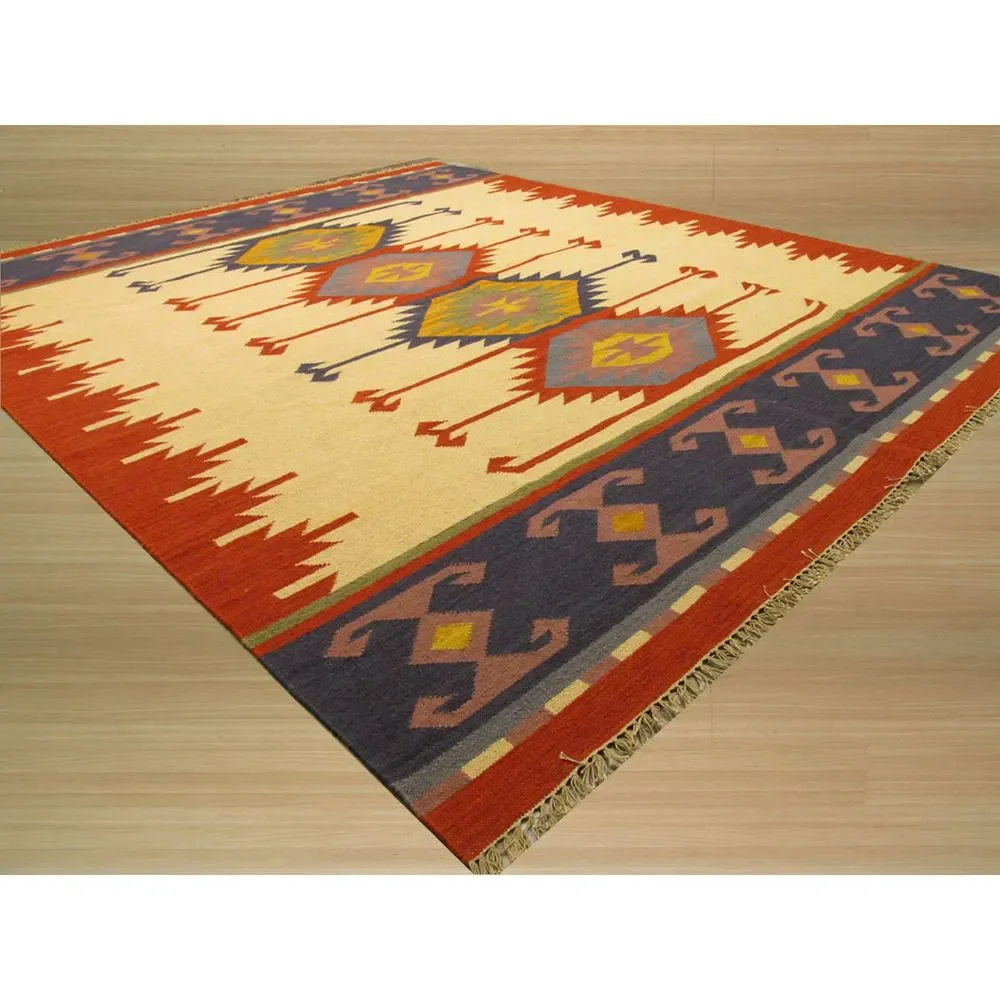 Keysari Geometric Kilim Wool Rug - Picture 4 of 4